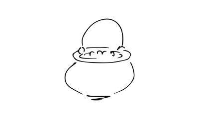 a hand-drawn pot of porridge or boiling potion. tourist or magic Doodle art.use it as a clipart in greeting cards, print on clothes, animation, packaging or design of your website