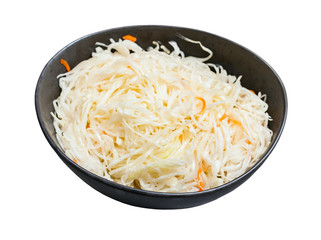 Russian sauerkraut in bowl isolated on white