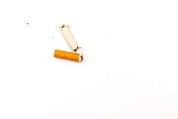 stop smoking cut, broken cigarette isolated on white background