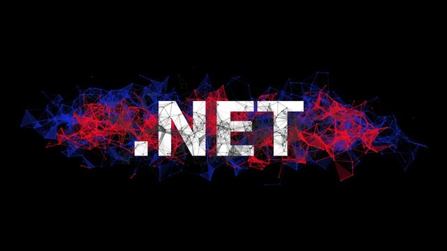.NET framework for building web apps banner with colorful plexus design. Software technology animation. Online courses of coding. Website development, front end engineering design.
