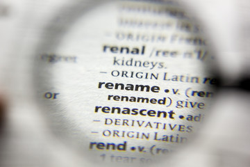 The word or phrase Rename in a dictionary. - 309413426