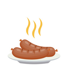 Grilled sausages, bbq. cartoon vector illustration