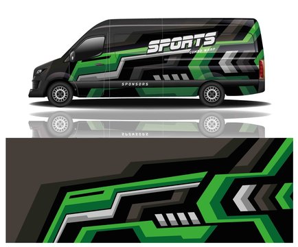 van car decal wrap design vector