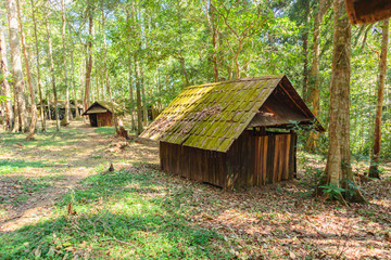 The old wooden houses at Phu Hin Rong Kla National Park in Nakhon Thai, Phitsanulok, Thailand
