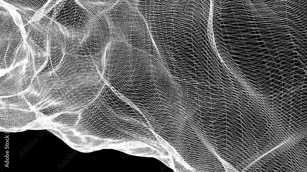 Poster white figure slowly deforms on a black background. abstract animated background. 3d render