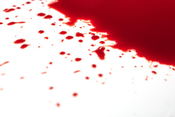 Blood splashed isolated on white background.