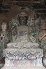 Maijishan Cave-Temple Complex in Tianshui , Gansu Province , China. Artistic treasures of Maiji...