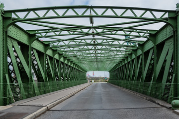 Metal green bridge.
