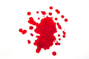 Drops of blood on a white background.