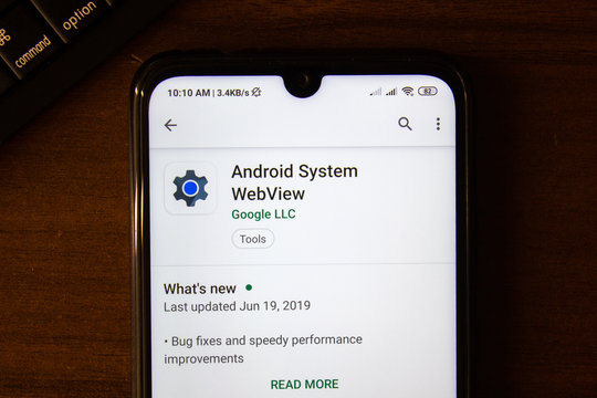 Ivanovsk, Russia - July 07, 2019: Android System WebView app on the display of smartphone or tablet.