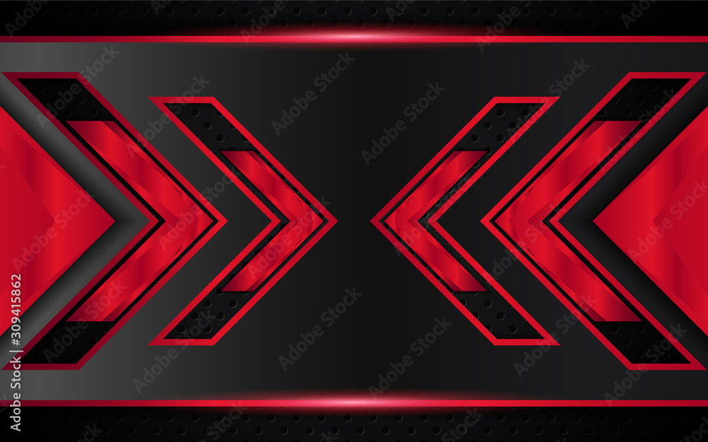 Aufkleber abstract 3d metallic red and black frame layout design tech innovation concept geometric background.