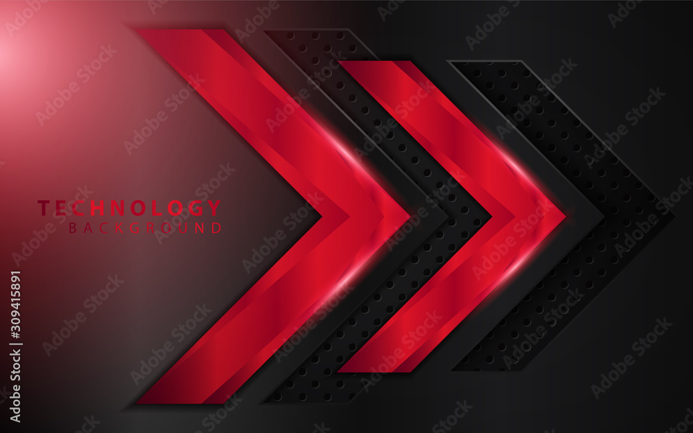 Aufkleber abstract 3d metallic red and black frame layout design tech innovation concept geometric background.