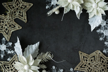 black, white and gold Christmas background