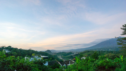 Beautiful morning view in a village Pudak Payung in Semarang, Indonesia