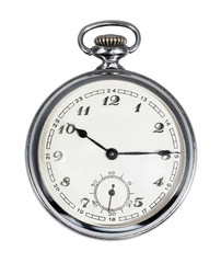 vintage Pocket watch with white dial isolated