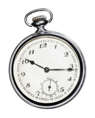 retro Pocket watch with white face isolated
