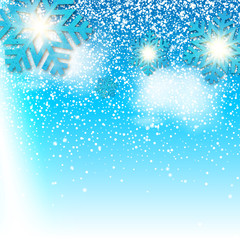 Seamless realistic falling Snow and snowflakes Isolated on blue background - stock vector illustration