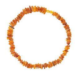 necklace from natural rough amber nuggets isolated