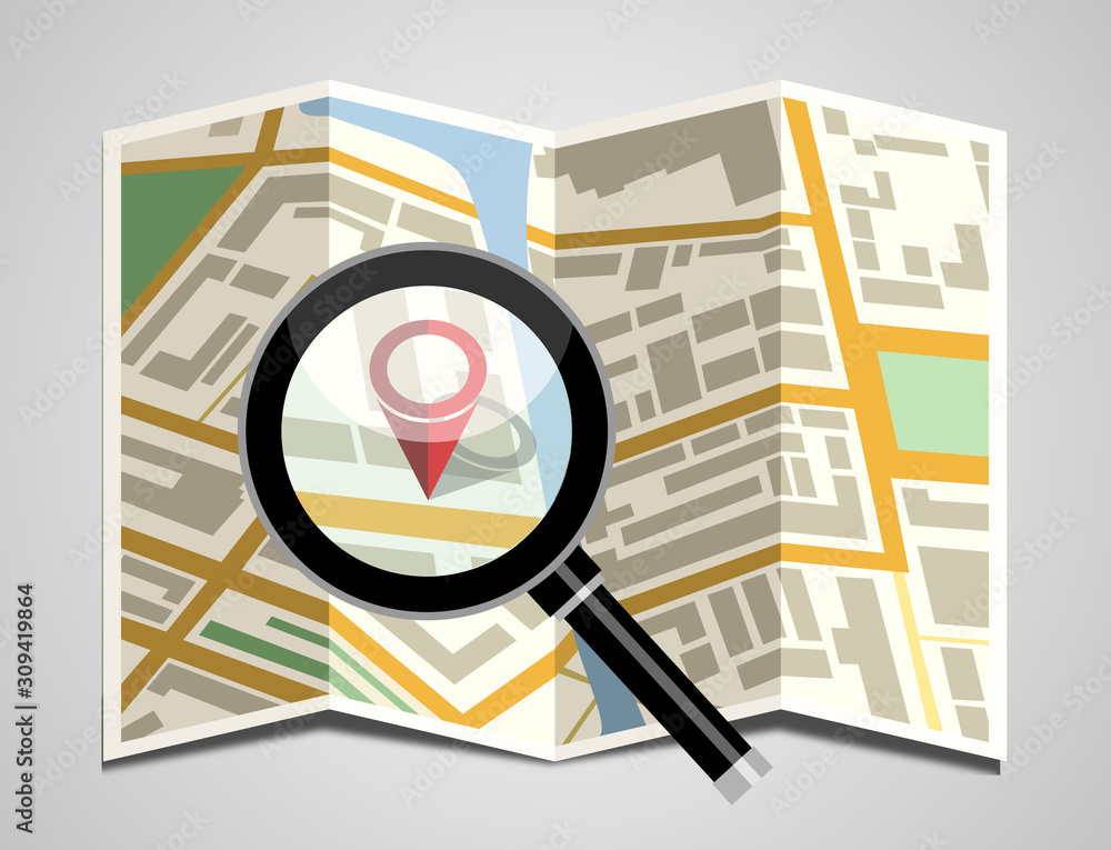 Poster vector map icon with pin pointer