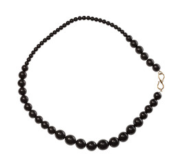 necklace from polised jet stone isolated
