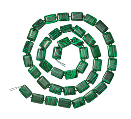 spiral string of beads from artificial malachite