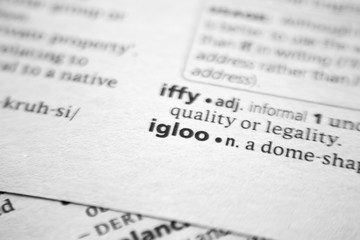 Fototapeta premium Word or phrase Igloo in a dictionary.