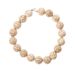 string of beads from cracked cacholong gemstone