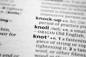 Fototapeta premium Word or phrase Knoll in a dictionary.