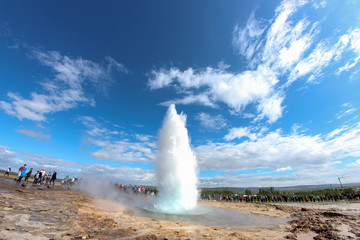 Strokkur geyser in south Iceland during summer