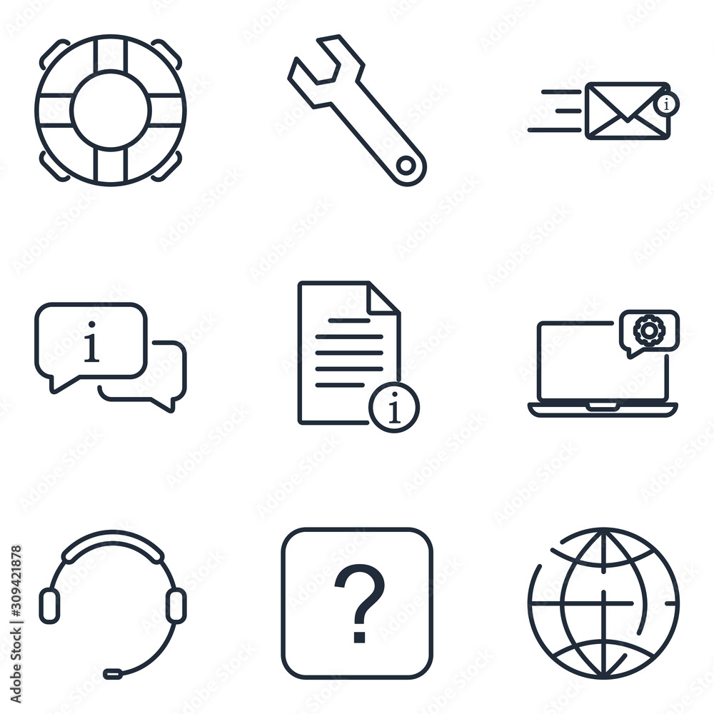 Aufkleber contact us set icon template color editable. support service and telemarketing pack symbol vector si