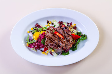 Grilled pork with vegetables