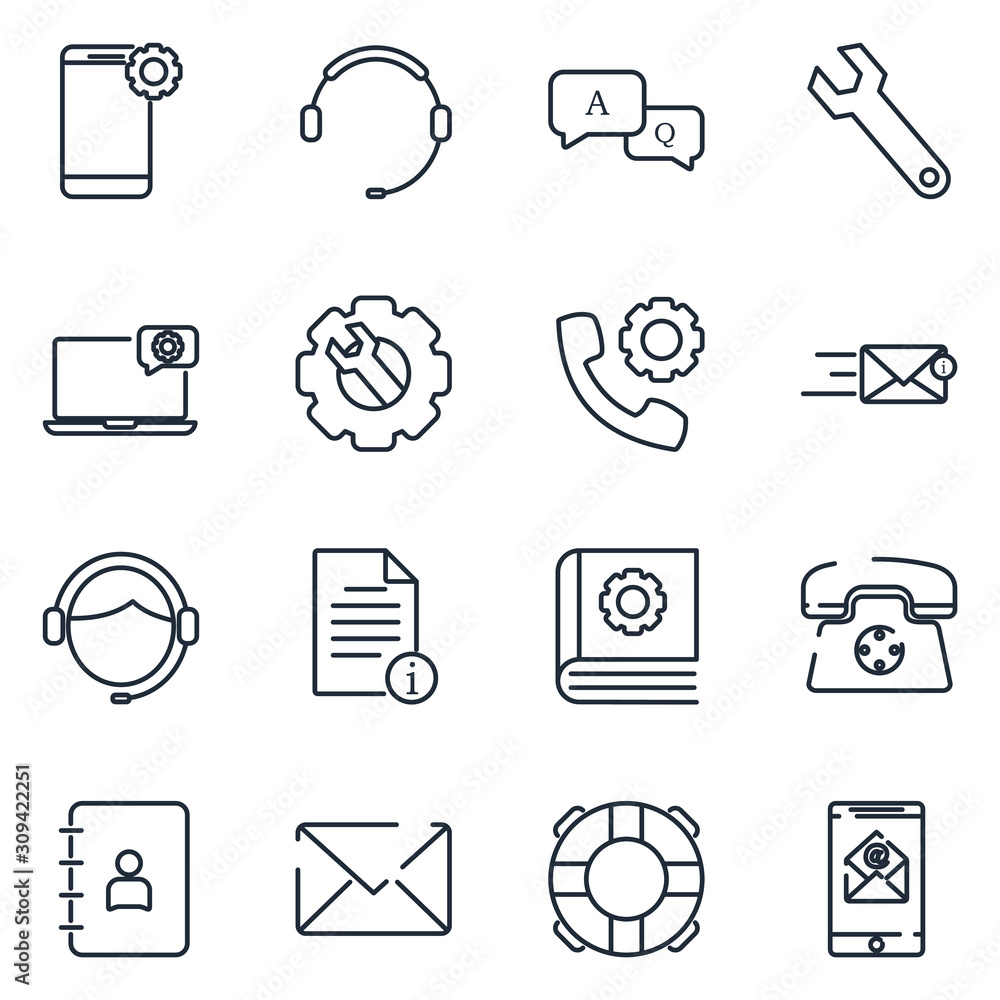 Poster contact us set icon template color editable. support service and telemarketing pack symbol vector si