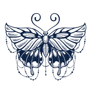 Beautiful Butterfly tattoo. T-shirt design