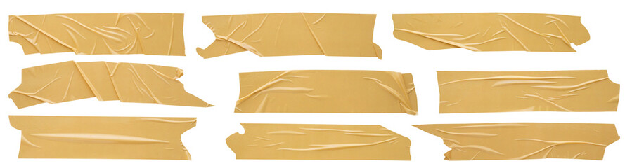 Brown adhesive tape set collection isolated on white background