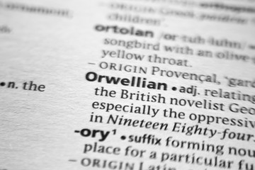 Word or phrase Orwellian in a dictionary.