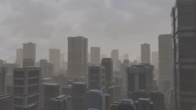 Sci Fi Urban Mega City - Moving forward. With and without Drone Ships.