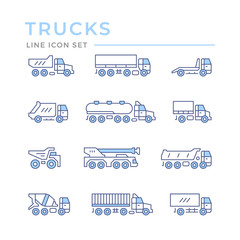 Set color line icons of trucks