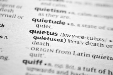 Word or phrase Quietus in a dictionary.