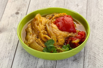 Caucasian cuisine - baked eggplant and tomato