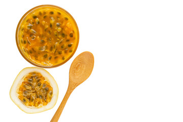 Passion fruit on a white background.