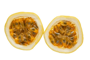 Passion fruit on a white background.