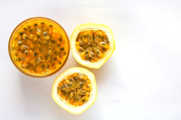 Passion fruit on a white background.