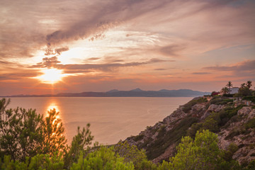 Atardecer en mirador de Sa Torre, Mallorca.