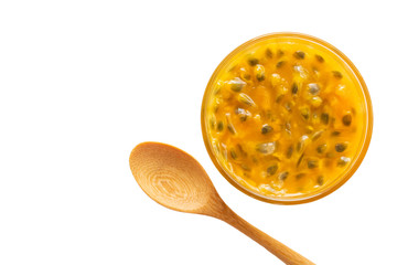 Passion fruit on a white background.