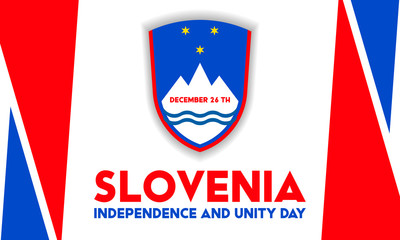 Republic of Slovenia Independence and Union Day 26. December 26. Patriotic elements. Poster, card, banner and background design. 