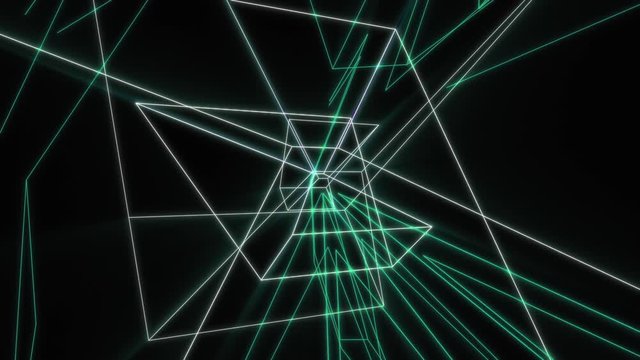 Wireframe Geometric Shapes In Green And White Endless Club Visual