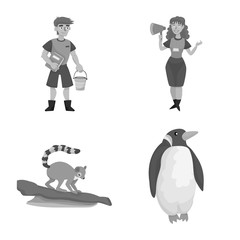 Isolated object of zoo and park symbol. Collection of zoo and animal stock vector illustration.