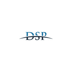 Initial letter DSP, overlapping movement swoosh horizon logo company design inspiration in blue and gray color vector