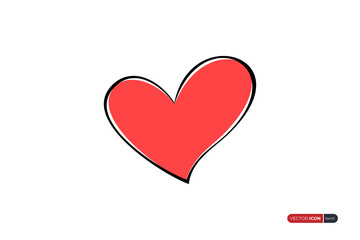 Heart Icon Hand Drawn Symbol of Love. Flat Vector Icon Design Template Element