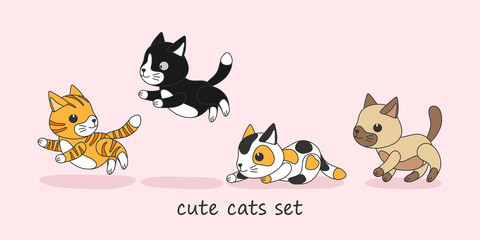 Cute babies cats set. vector illustration